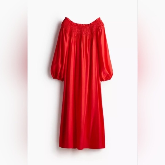 H&M oversized Off-the-shoulder dress red BNWT - Picture 1 of 8